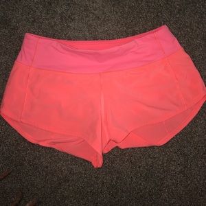 lululemon coral shorts in size 4 regular